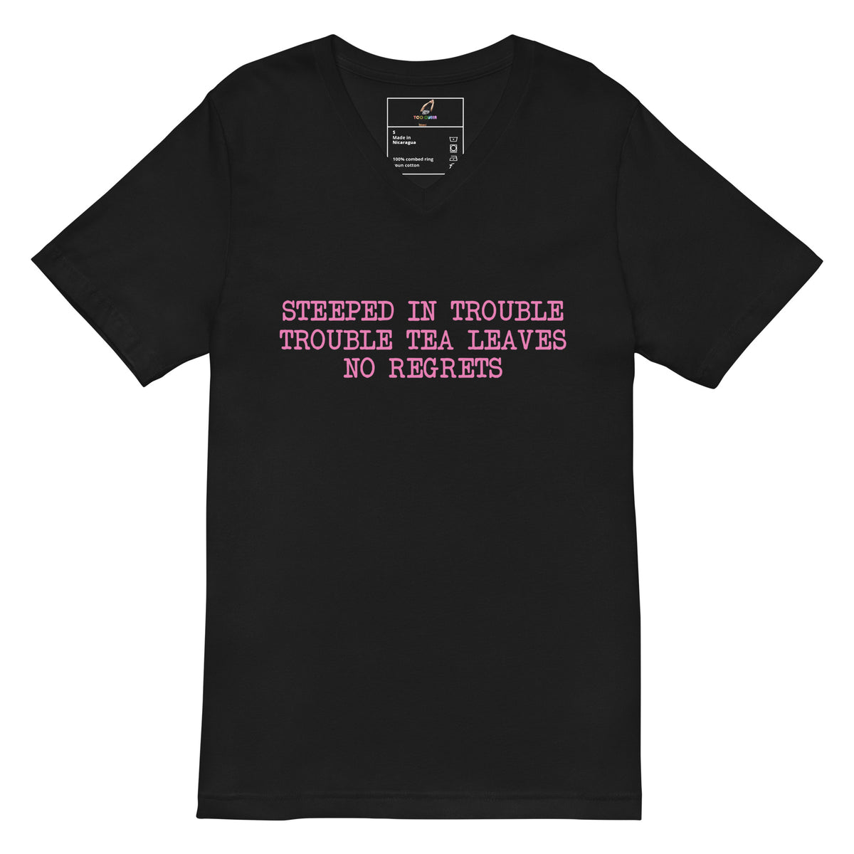Steeped In Trouble Unisex Short Sleeve V-Neck T-Shirt - Black