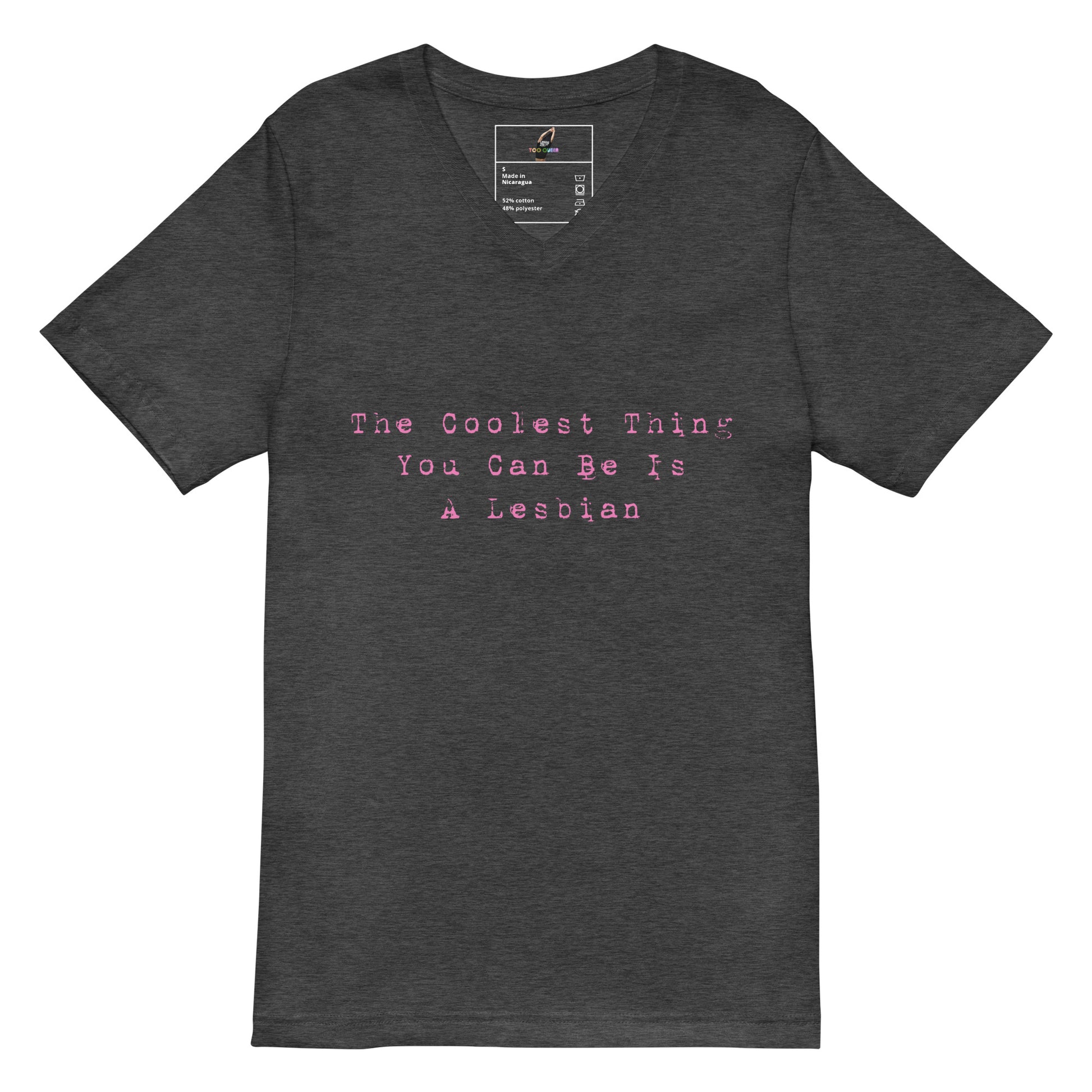 The Coolest Thing You Can Be Is A Lesbian V-Neck T-Shirt - Dark Grey Heather