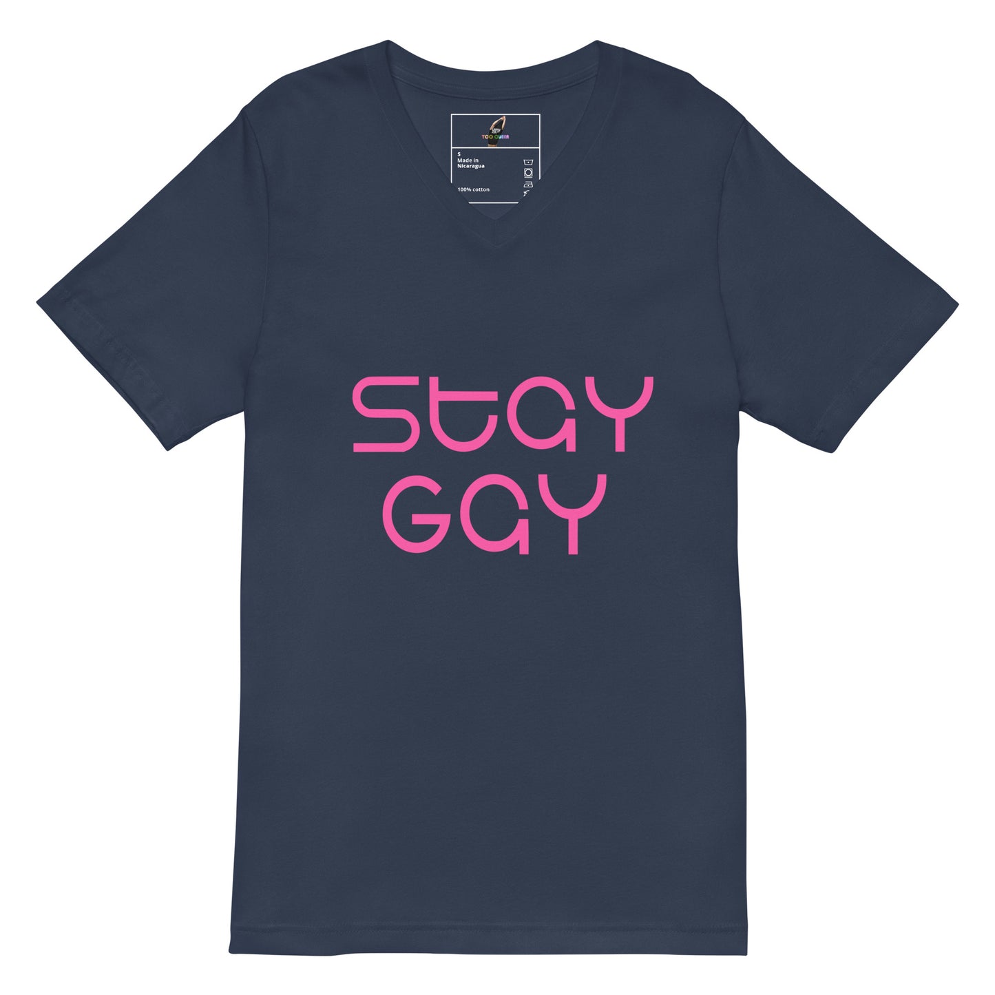 Dark gray t-shirt with a logo on a white background
