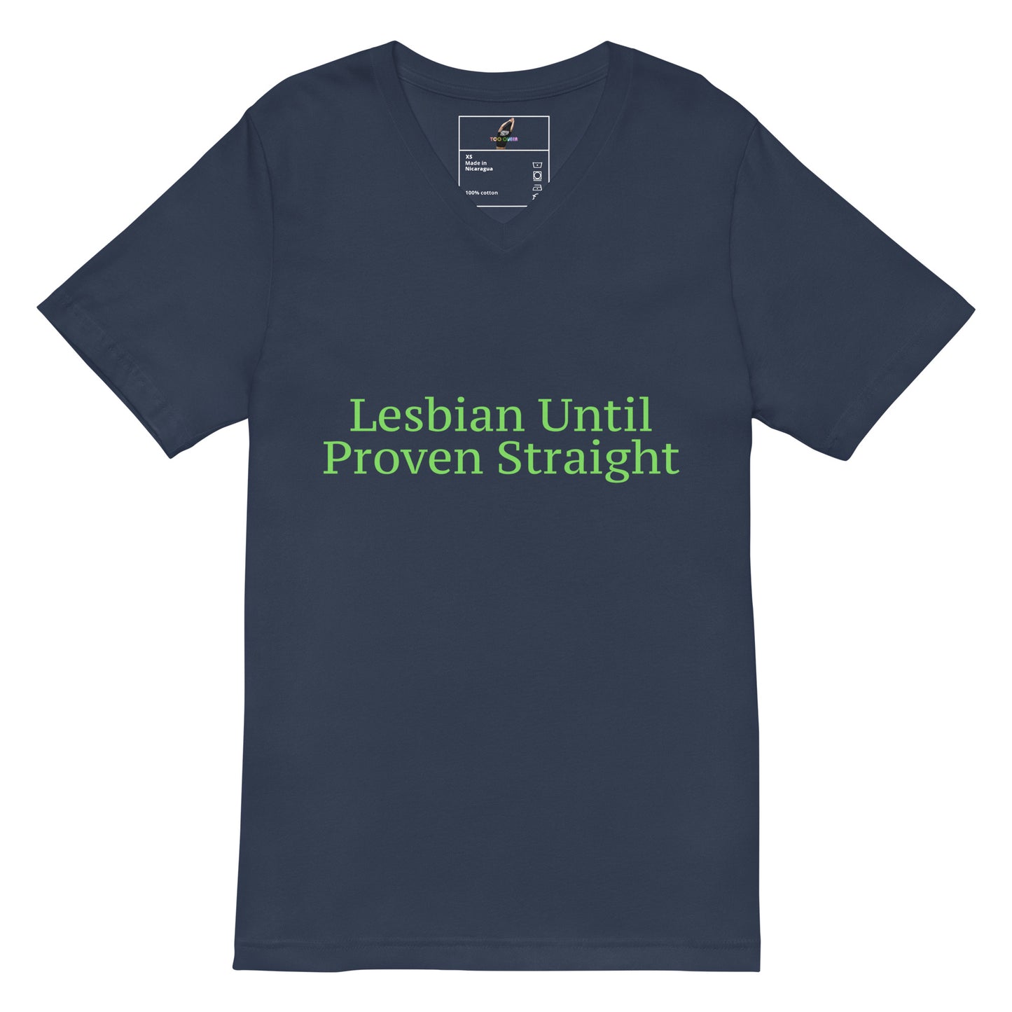 Black t-shirt with a logo on the chest against a white background