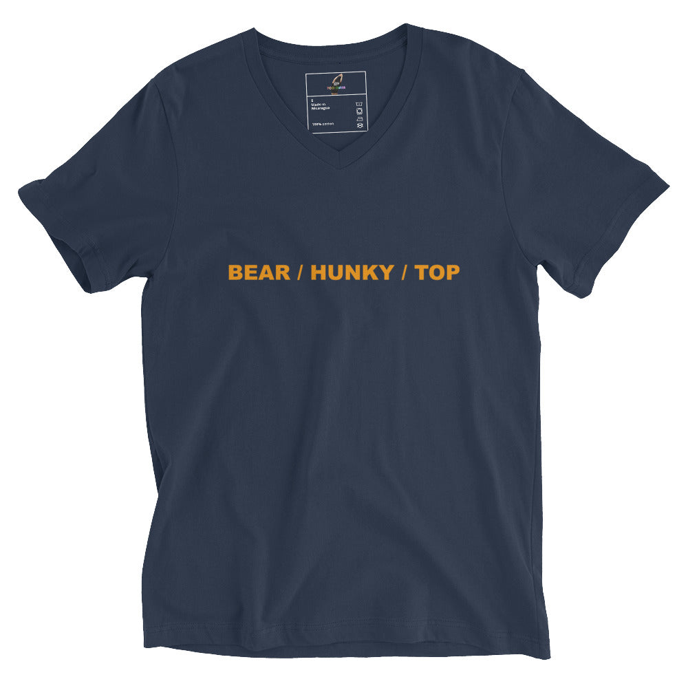 Bear / Hunky / Top Unisex Short Sleeve V-Neck T-Shirt - Navy