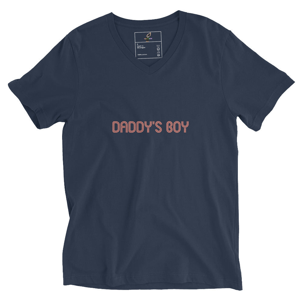 Daddy's Boy Unisex Short Sleeve V-Neck T-Shirt - Navy