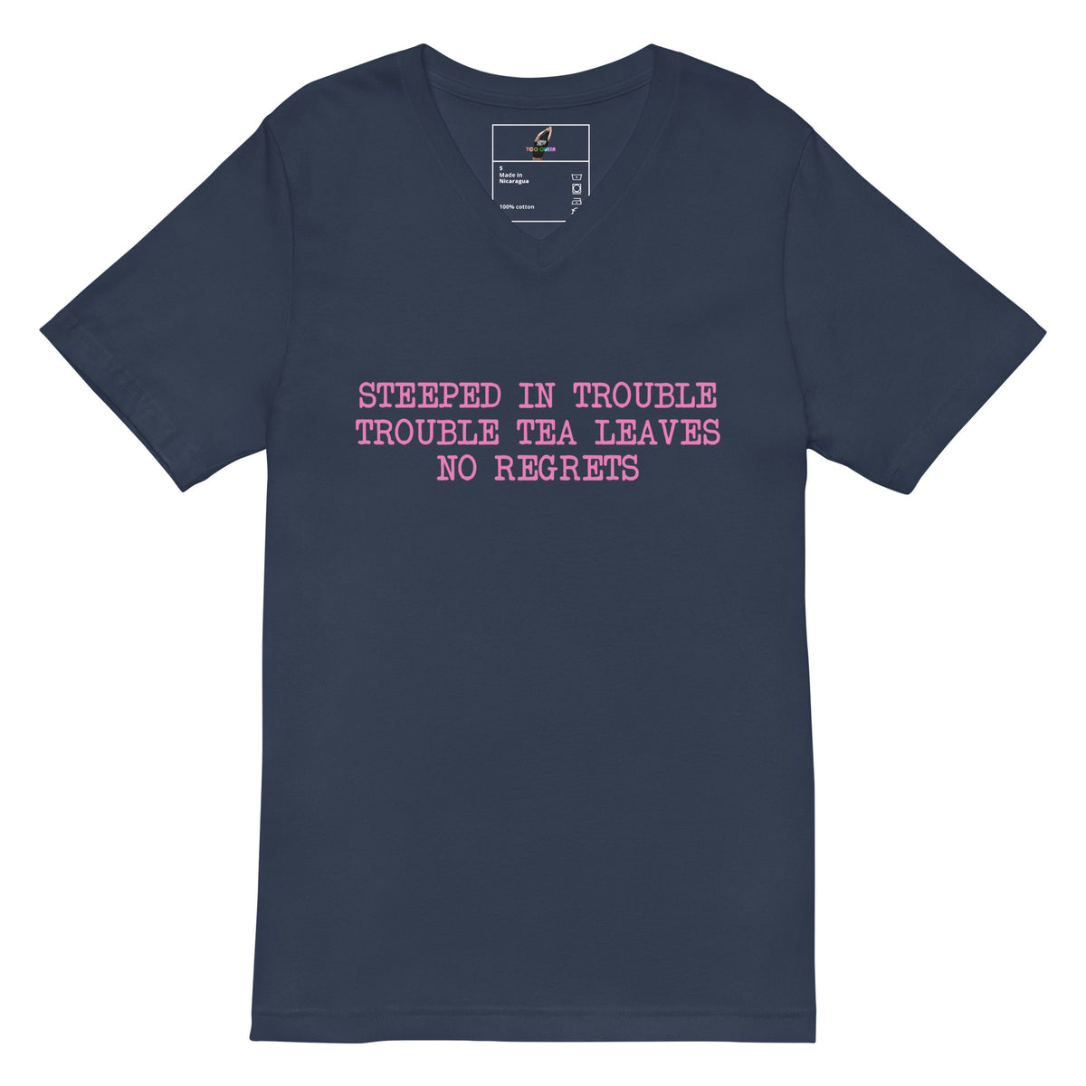 Steeped In Trouble Unisex Short Sleeve V-Neck T-Shirt - Navy
