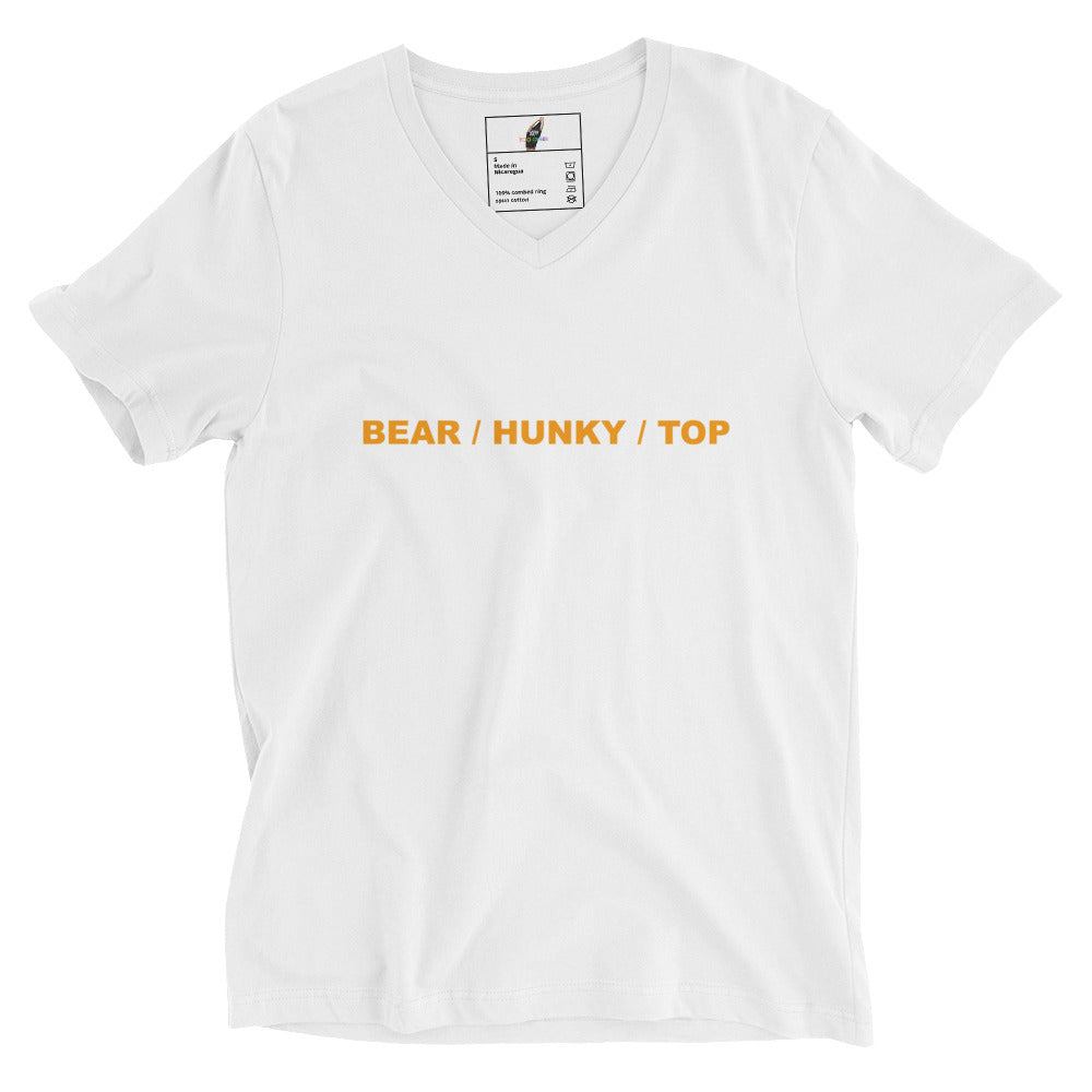Bear / Hunky / Top Unisex Short Sleeve V-Neck T-Shirt - White 